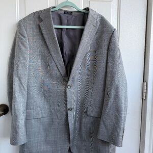 Jones New York | Men’s Wool Plaid Blazer | Size 44L | Gray‎